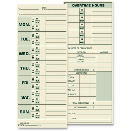 TOPS Time Card/Pyramid Model 331-10, PK500 1291